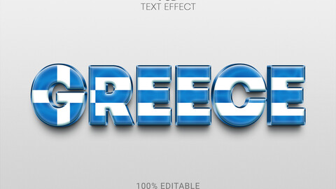 3D Greece. PSD fully editable text effect. Layer style PSD mockup template