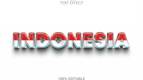 3D Indonesia. PSD fully editable text effect. Layer style PSD mockup template