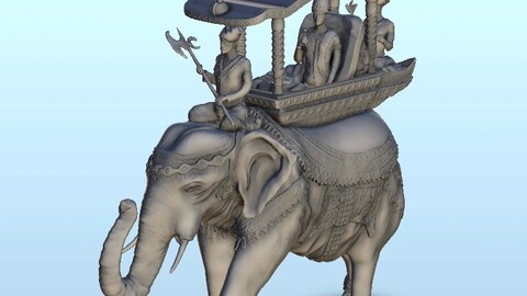 Elephant with howdah | STL for 3D Printing