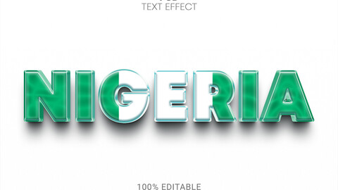 3D Nigeria. PSD fully editable text effect. Layer style PSD mockup template