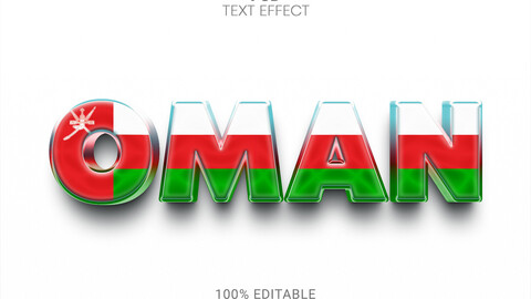 3D Oman. PSD fully editable text effect. Layer style PSD mockup template