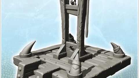 Set of orc spike guillotine with wooden platform (3) | STL for 3D Printing