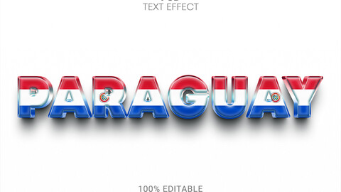 3D Paraguay. PSD fully editable text effect. Layer style PSD mockup template