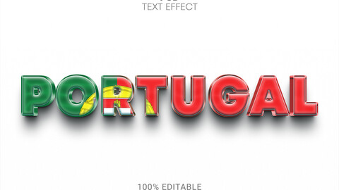 3D Portugal. PSD fully editable text effect. Layer style PSD mockup template