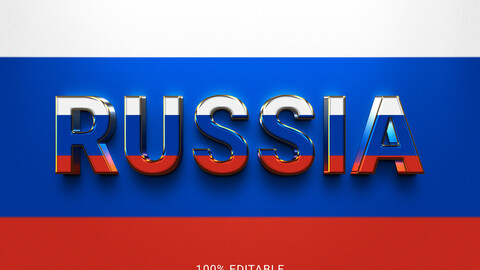 3D Russia. PSD fully editable text effect. Layer style PSD mockup template