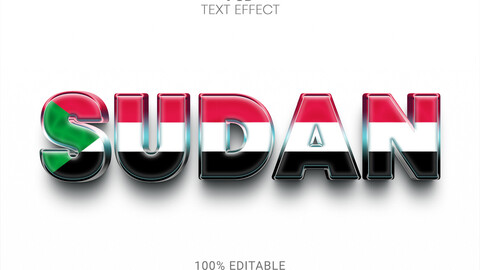 3D Sudan. PSD fully editable text effect. Layer style PSD mockup template