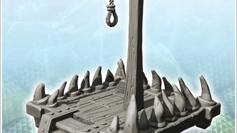 Chaos gallows with horns and wooden platform (11) | STL for 3D Printing