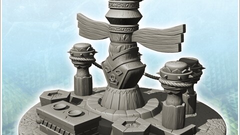 Magic totem of chaos with altar and wooden statue (13) | STL for 3D Printing