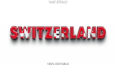 3D Switzerland. PSD fully editable text effect. Layer style PSD mockup template