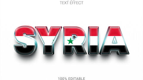 3D Syria. PSD fully editable text effect. Layer style PSD mockup template