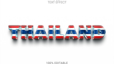 3D Thailand. PSD fully editable text effect. Layer style PSD mockup template