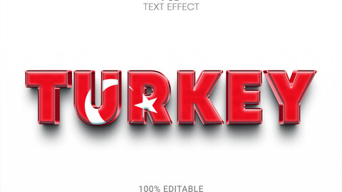 3D Turkey. PSD fully editable text effect. Layer style PSD mockup template