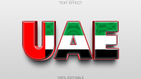 3D Uae. PSD fully editable text effect. Layer style PSD mockup template