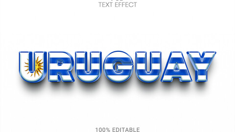 3D Uruguay. PSD fully editable text effect. Layer style PSD mockup template