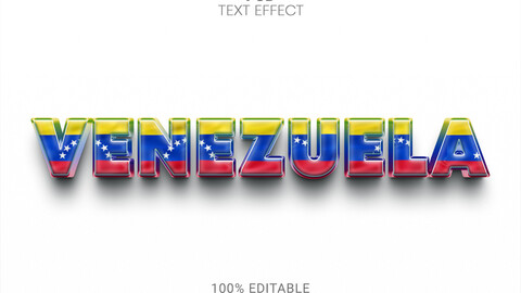 3D Venezuela. PSD fully editable text effect. Layer style PSD mockup template