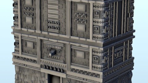 High mesoamerican building with ornamentations 6 | STL for 3D Printing