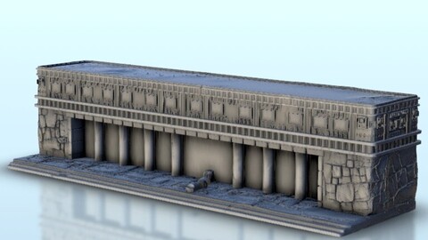 Long mesoamerican building with pillars 7 | STL for 3D Printing