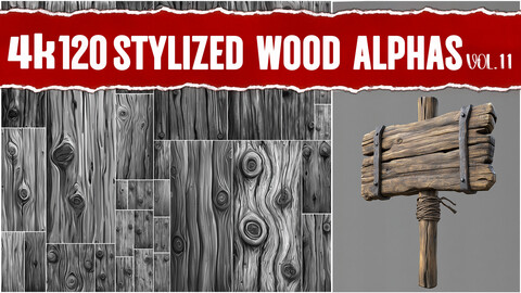 Stylized Wood Alphas|4K PNG Displacement Map