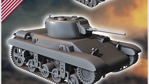 M22 Locust light airborne tank | STL for 3D Printing Printer | Hard Surface