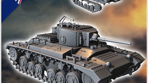 Valentine Mark Mk. III infantry tank | STL for 3D Printing Printer | Hard Surface