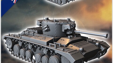 Valentine Mark Mk. X infantry tank | STL for 3D Printing Printer | Hard Surface