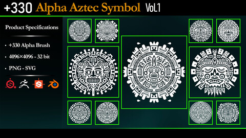 +330 Alpha Aztec Symbols - Vol.1