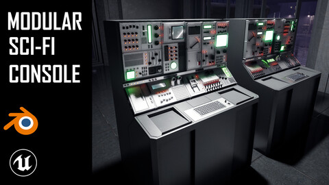 Modular Retro Sci-Fi Console Panels Computer Terminal - Blender UE5 Ready