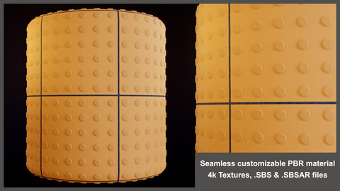 Seamless Blind Way Blocks material textures (Substance, path, paving, line, crossing tiles)