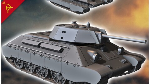 T-34/76 model 1941/42 Ekranami (with up-armour) | STL for 3D Printing Printer | Hard Surface