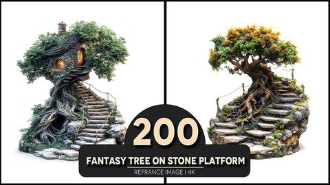 Fantasy Tree on Stone Platform 4K Reference/Concept Images