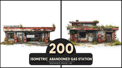 Isometric Abandoned Gas Station 4K Reference/Concept Images