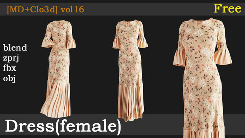 Dress[fbx+obj+zprj+blend][md+clo]vol17 Free