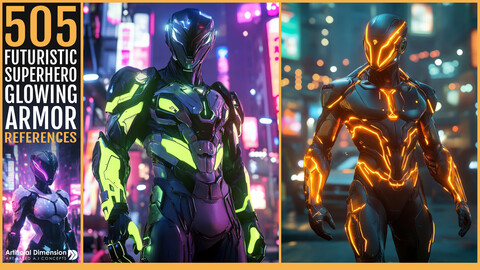 505 futuristic superhero in glowing armor