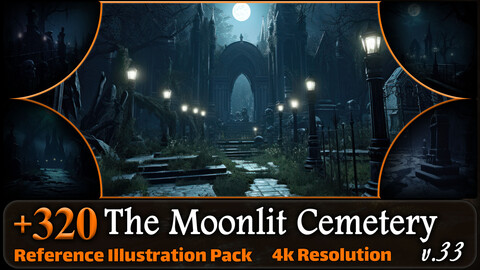 320 The Moonlit Cemetery Reference Pack | 4K | v.33