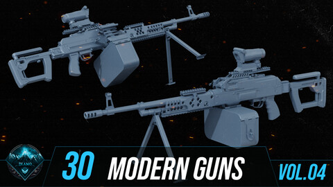 30 Modern Guns – The Professional Asset Library for Game Developers and 3D Artists (VOL04)