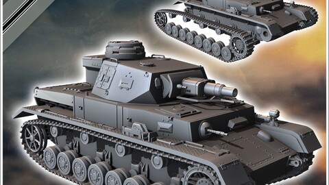 Panzer IV Ausf. F1 F early | STL for 3D Printing Printer | Hard Surface