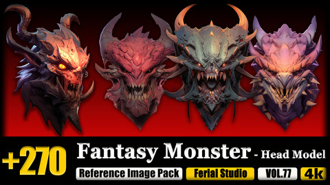 270 Fantasy Monster - Head Model Reference Image Pack v.77 |4K|