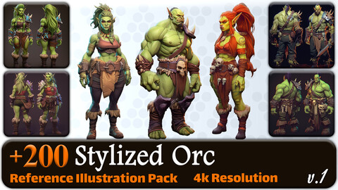 200 Stylized Orc Reference Pack | 4K | v.1