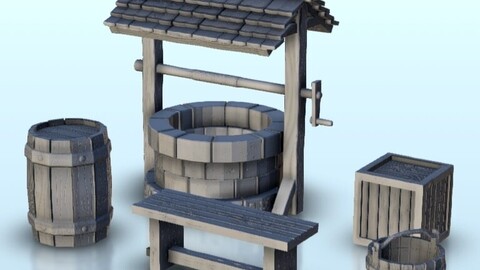 Set of exterior medieval accessories 1 | STL for 3D Printing Printer | Hard Surface