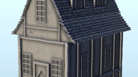 Medieval house with curved roof and dormer windows 5 | STL for 3D Printing Printer | Hard Surface