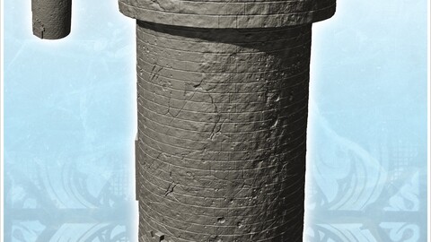 Large round medieval stone watchtower with wooden door (9) | STL for 3D Printing Printer | Hard Surface