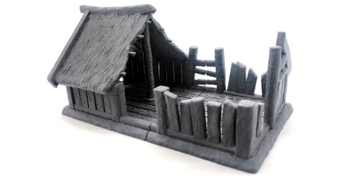 Ruins of destroyed medieval house with thatched roof (9) | STL for 3D Printing Printer | Hard Surface