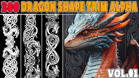 300 Dragon Shape Trim Alpha + 4K + PSD + ZBP + High Quality Vol.01