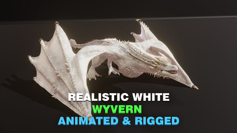 Realistic White Wyvern Animated Game-ready Low-poly 3D Model