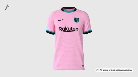 NIKE - FC BARCELONA 20/21 THIRD MOCKUP for CLO3D and Marvelous Designer