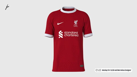 NIKE - LIVERPOOL 22/23 HOME MOCKUP & MANNEQUIN for CLO3D and Marvelous Designer