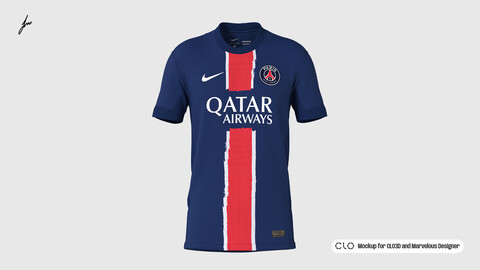 NIKE - PSG 2024/25 HOME SHIRT MOCKUP for CLO3D and Marvelous Designer