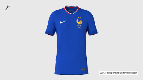 NIKE - FRANCE 2024/26 HOME SHIRT MOCKUP for CLO3D and Marvelous Designer