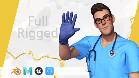 3D Medical Cartoon Doctor Model Full Rigged toon Medic