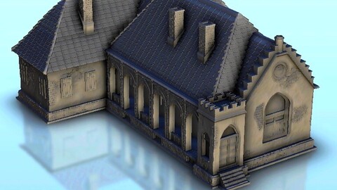 Baroque house with columns 3 | STL for 3D Printing Printer | Hard Surface